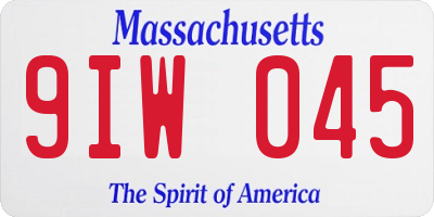 MA license plate 9IW045