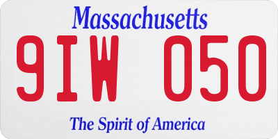 MA license plate 9IW050