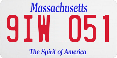 MA license plate 9IW051