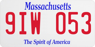 MA license plate 9IW053