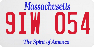 MA license plate 9IW054
