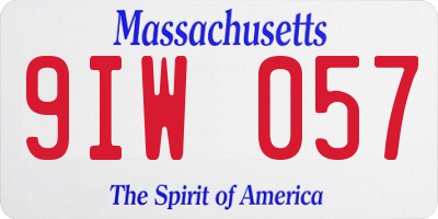 MA license plate 9IW057