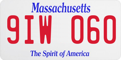 MA license plate 9IW060