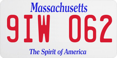MA license plate 9IW062