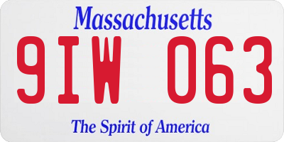 MA license plate 9IW063