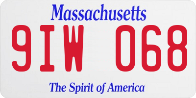 MA license plate 9IW068