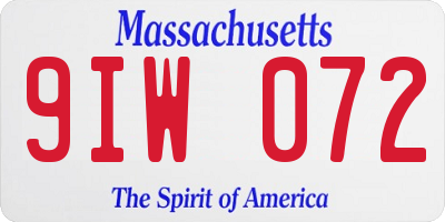 MA license plate 9IW072