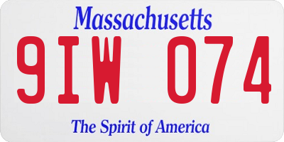 MA license plate 9IW074