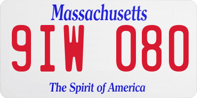 MA license plate 9IW080