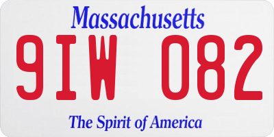 MA license plate 9IW082
