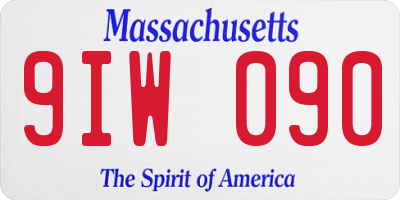 MA license plate 9IW090