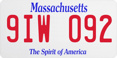 MA license plate 9IW092
