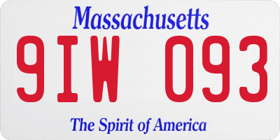 MA license plate 9IW093