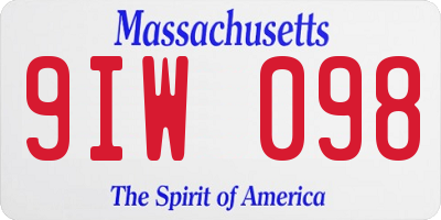 MA license plate 9IW098