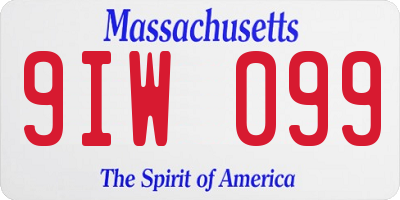 MA license plate 9IW099