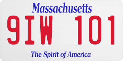 MA license plate 9IW101