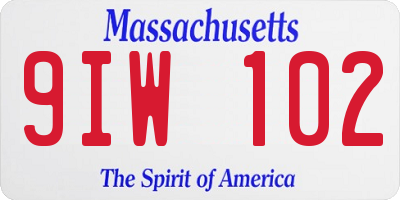 MA license plate 9IW102