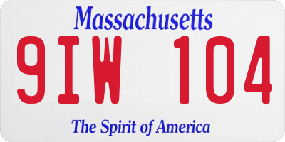 MA license plate 9IW104