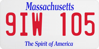 MA license plate 9IW105