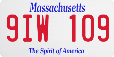 MA license plate 9IW109