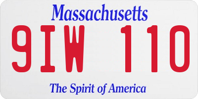 MA license plate 9IW110
