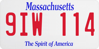 MA license plate 9IW114