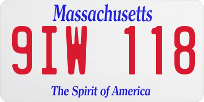 MA license plate 9IW118