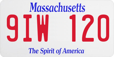 MA license plate 9IW120