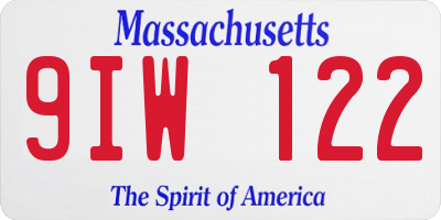 MA license plate 9IW122