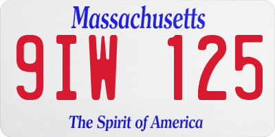 MA license plate 9IW125