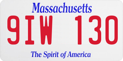 MA license plate 9IW130