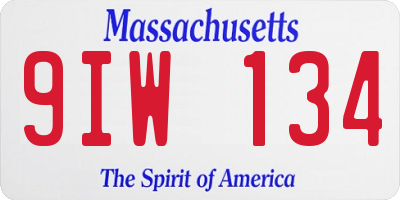 MA license plate 9IW134