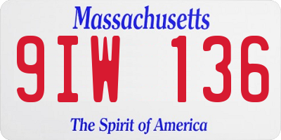 MA license plate 9IW136