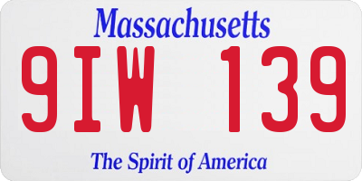 MA license plate 9IW139