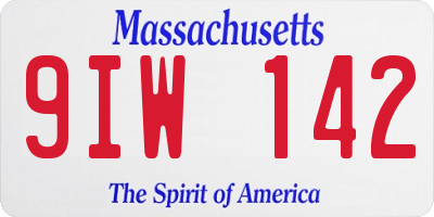 MA license plate 9IW142