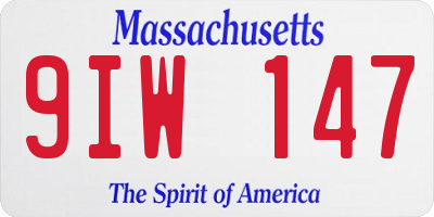 MA license plate 9IW147