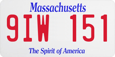 MA license plate 9IW151