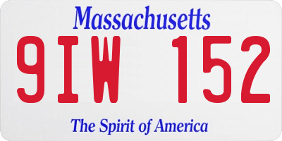 MA license plate 9IW152