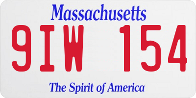 MA license plate 9IW154