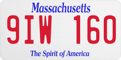 MA license plate 9IW160