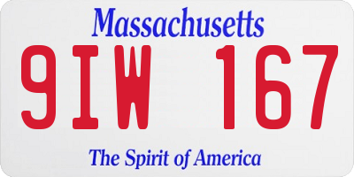 MA license plate 9IW167