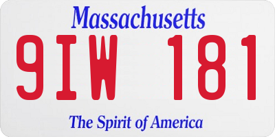 MA license plate 9IW181