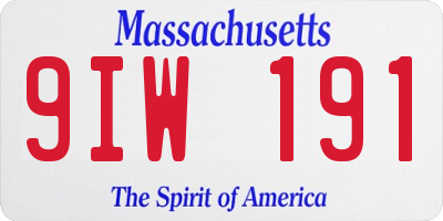 MA license plate 9IW191