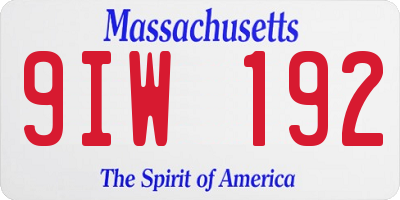 MA license plate 9IW192