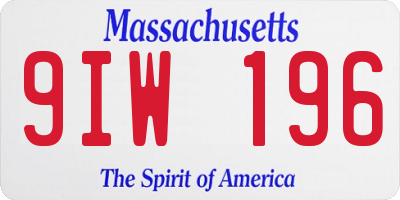 MA license plate 9IW196
