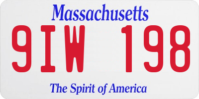 MA license plate 9IW198