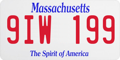 MA license plate 9IW199
