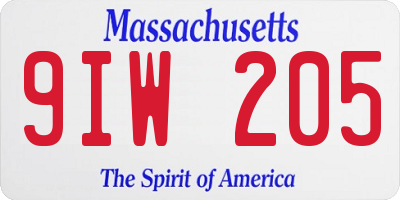 MA license plate 9IW205