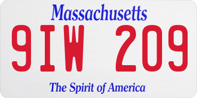 MA license plate 9IW209