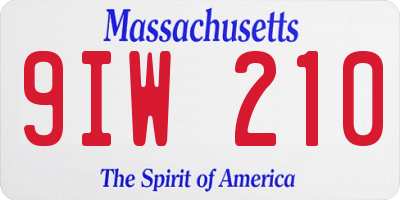 MA license plate 9IW210